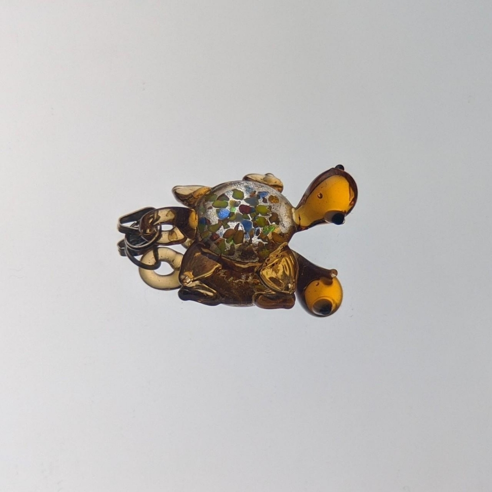 Multicolored Hand Blown Glass Sea Turtle Pendant